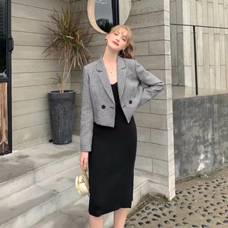 Set áo khoác vest +đầm body ulzzang