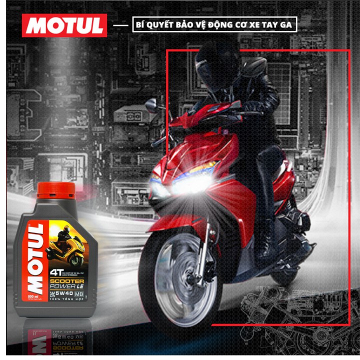 Dầu nhớt cho Xe Tay Ga Motul Scooter Power LE 5W40 0.8 Lít. tăng bàn chải chà sên