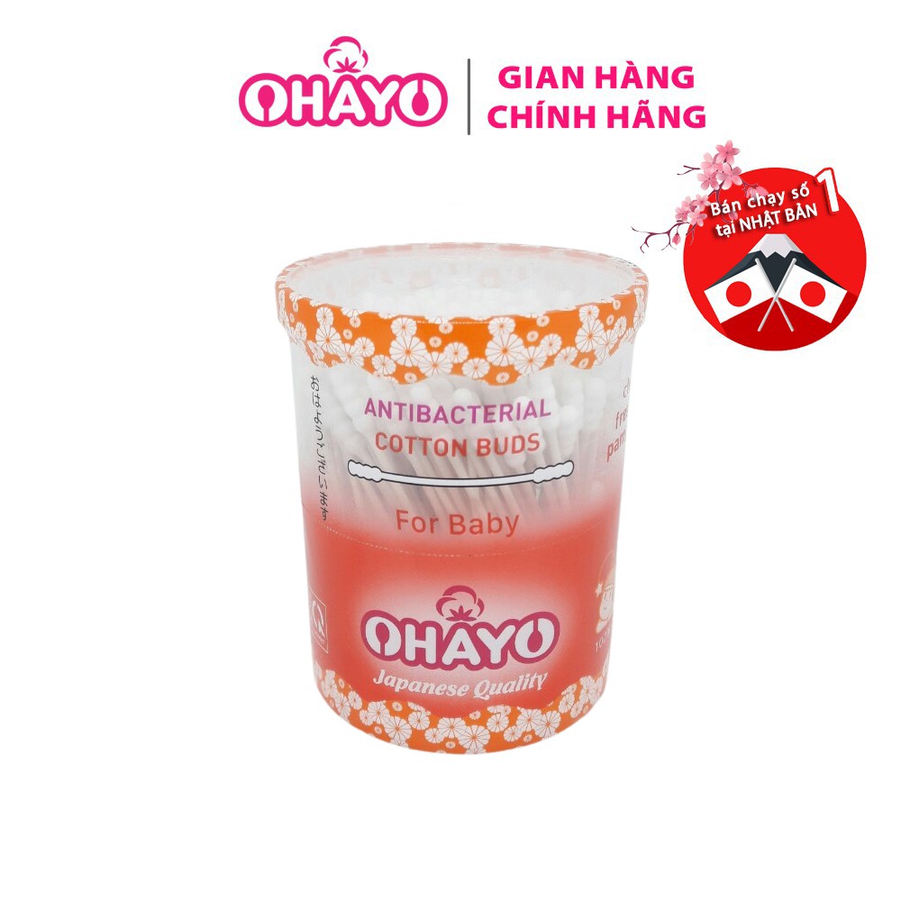 Tăm Bông Ohayo Kháng Khuẩn Baby Xoắn 100% - An Toàn - Hộp 180 Que