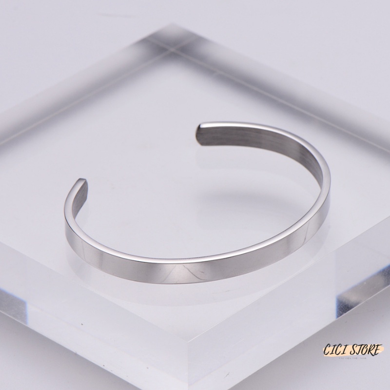Vòng Đeo Tay Nam Nữ Trơn Basic Bằng Thép Titan Không Gỉ Phong Cách Hàn Quốc