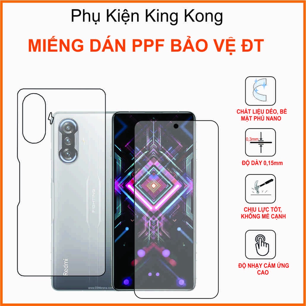 Dán Ppf FULL REDMI K40 GAMING  trước sau ( nhám - trong )