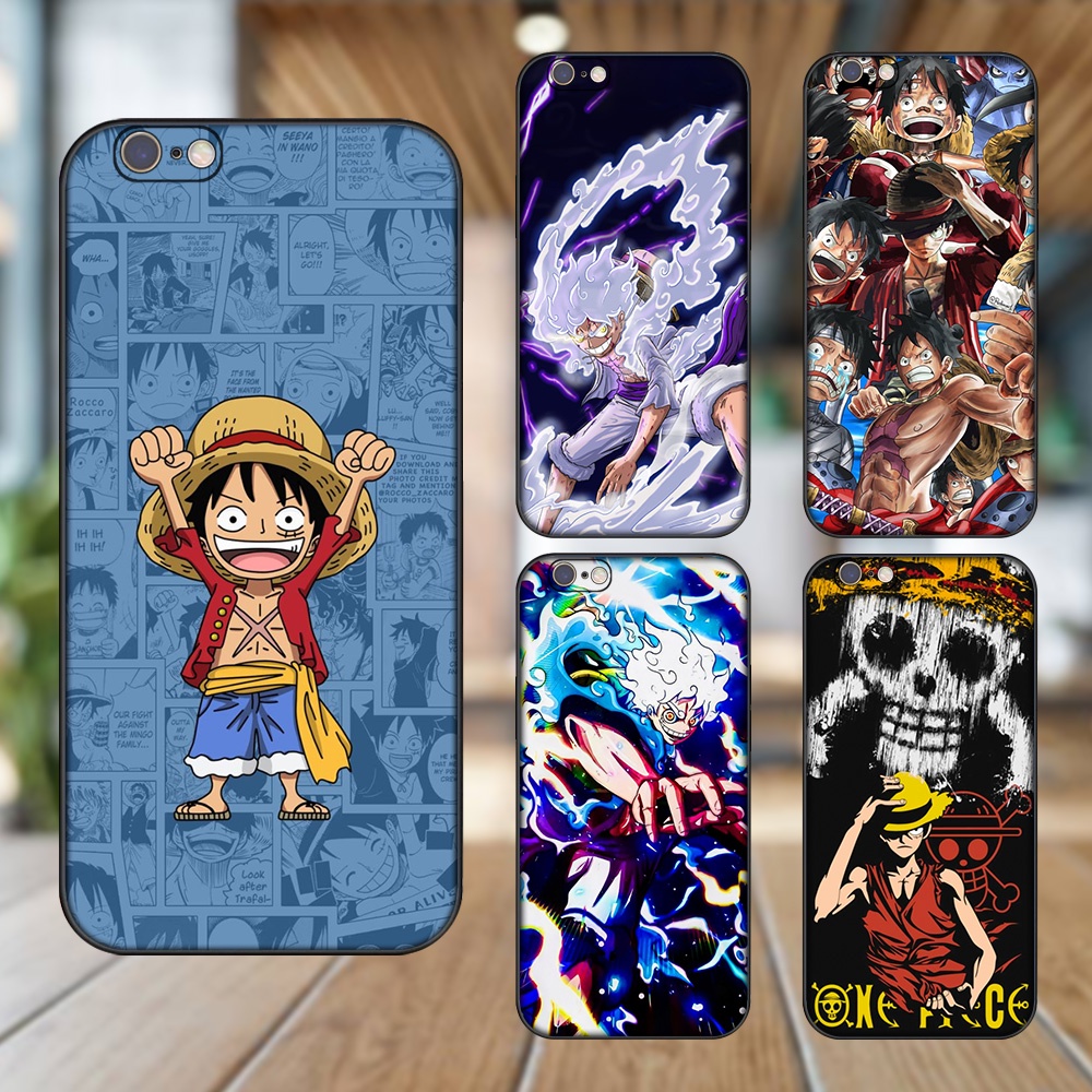 Ốp lưng iPhone 6, 6s dẻo đen cạnh vuông in hình Luffy One Piece