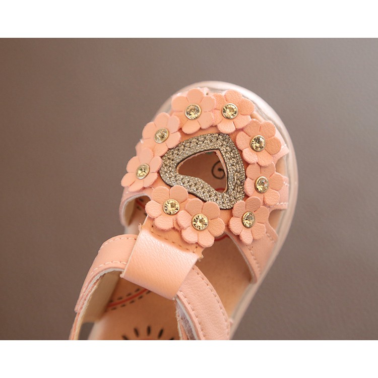 sandal giọ tập đi bé gái size 15-19 hoa xinh dễ thương