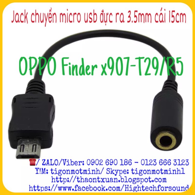 Jack chuyển Micro USB ra 3.5mm cho điện thoại Oppo Finder X907/T29/R5