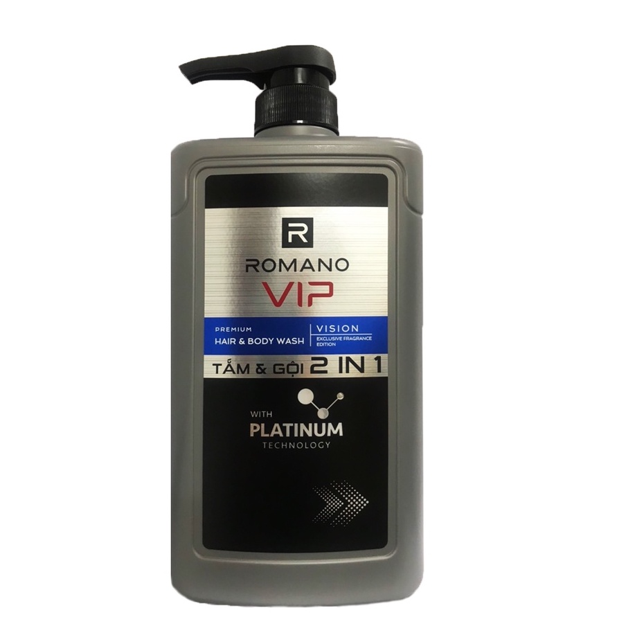 Tắm và Gội 2in1 Romano Vip Vision Nước Hoa cao Cấp 650g/chai