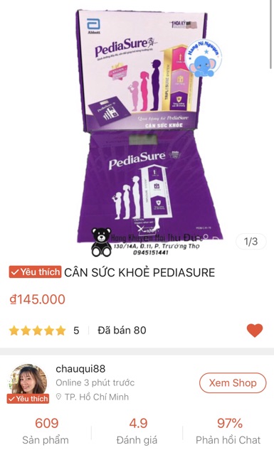 Cân sức khoẻ mặt kính cường lực Pediasure