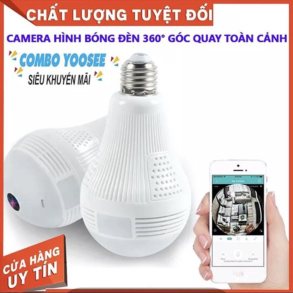 Camera YOOSEE WIFI Tích Hợp Bóng điện Sáng Quan Sát Toàn Cảnh 360° Không Có Góc Khuất, đàm thoại 2 chiều