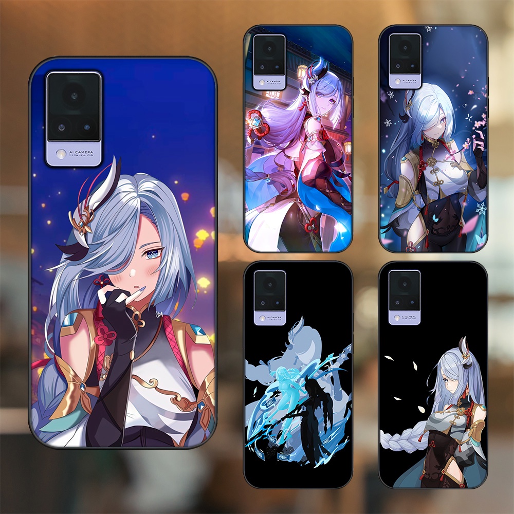 Ốp lưng Vivo V21 viền đen in hình Shenhe Genshin Impact
