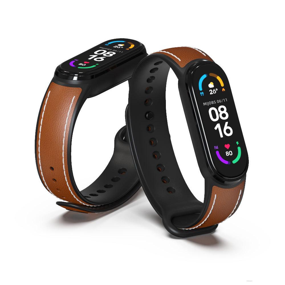 Hàng mới về Dây đeo bằng da thật cho Mi Band 6/5