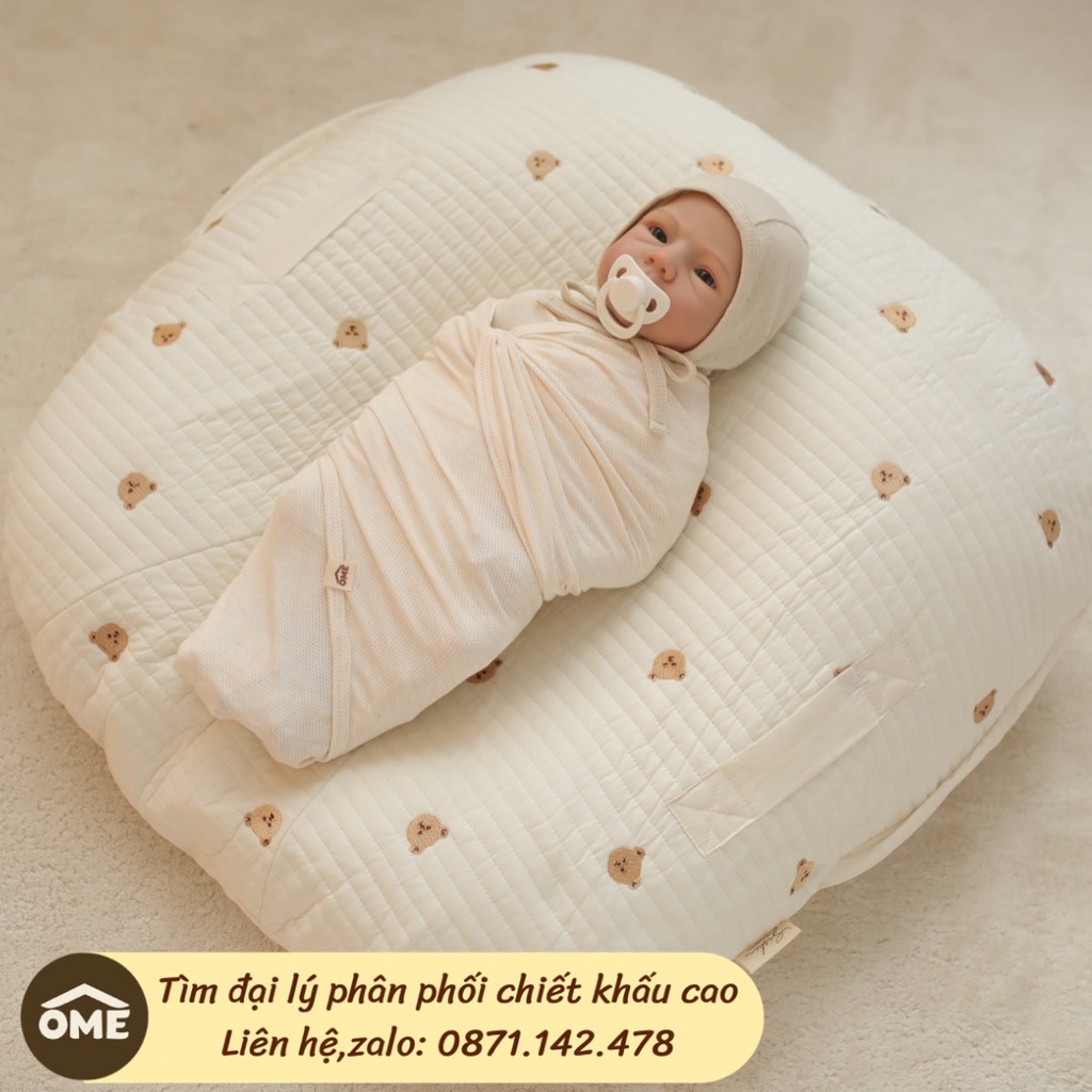 Gối chống trào nhỏ vải cotton Hàn chần bông kt 75x75cm chính hãng OME x Sishi