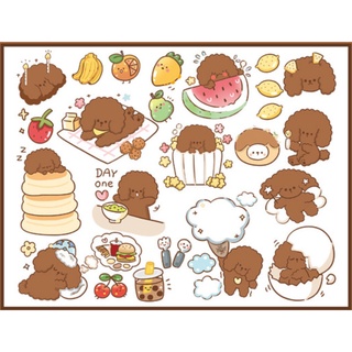 Set 20 sticker nhãn dán hoạt hình gấu đồ ăn thỏ trồng hoa cute hình dán chất liệu washi trang trí sổ