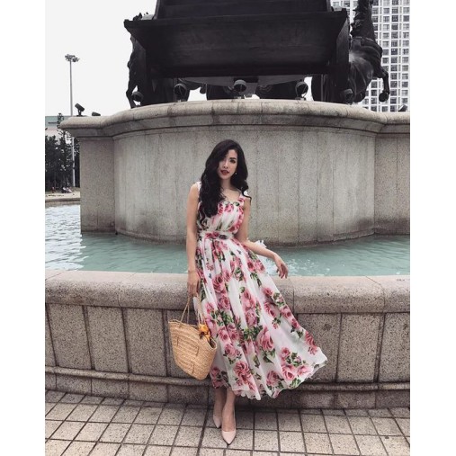 đầm maxi hoa 2 dây shopeelive 380k