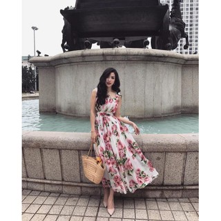 Đầm maxi hoa 2 dây shopeelive 380k