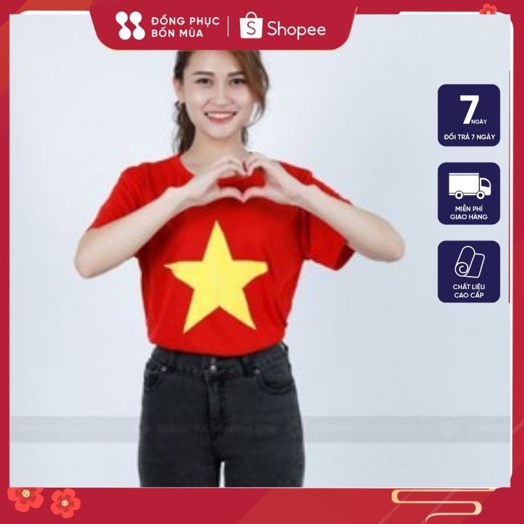 Áo Thun Cờ Đỏ Sao Vàng, Áo Tổ Quốc Cao Cấp Và Chất Lượng đủ size (10kg -75kg) sẵn hàng tại shop