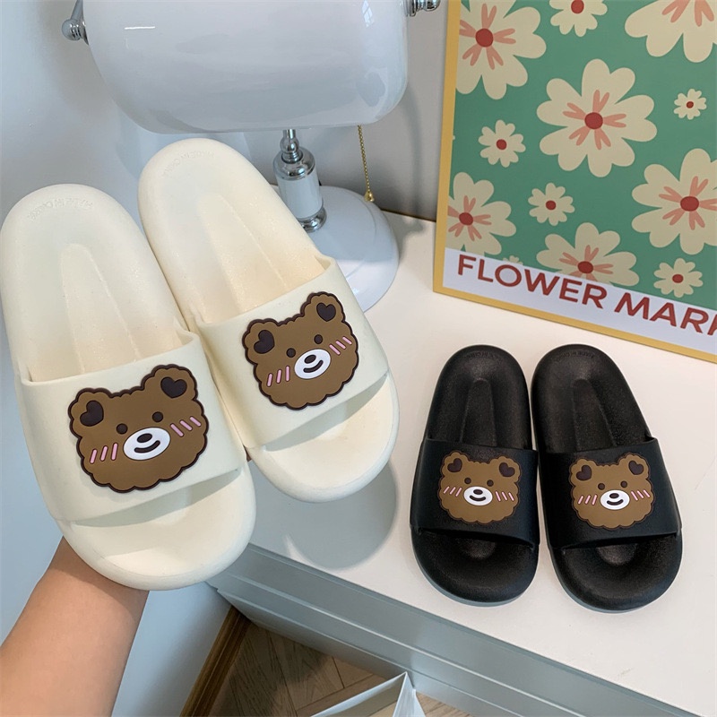 Dọn kho xả 29k Dép nhựa dẻo, êm chống trượt in hình gấu cute cho nữ