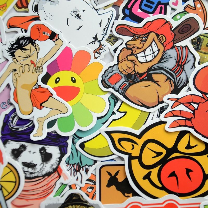 100 sticker decal dán xe mũ bảo hiểm điện thoại chống nước