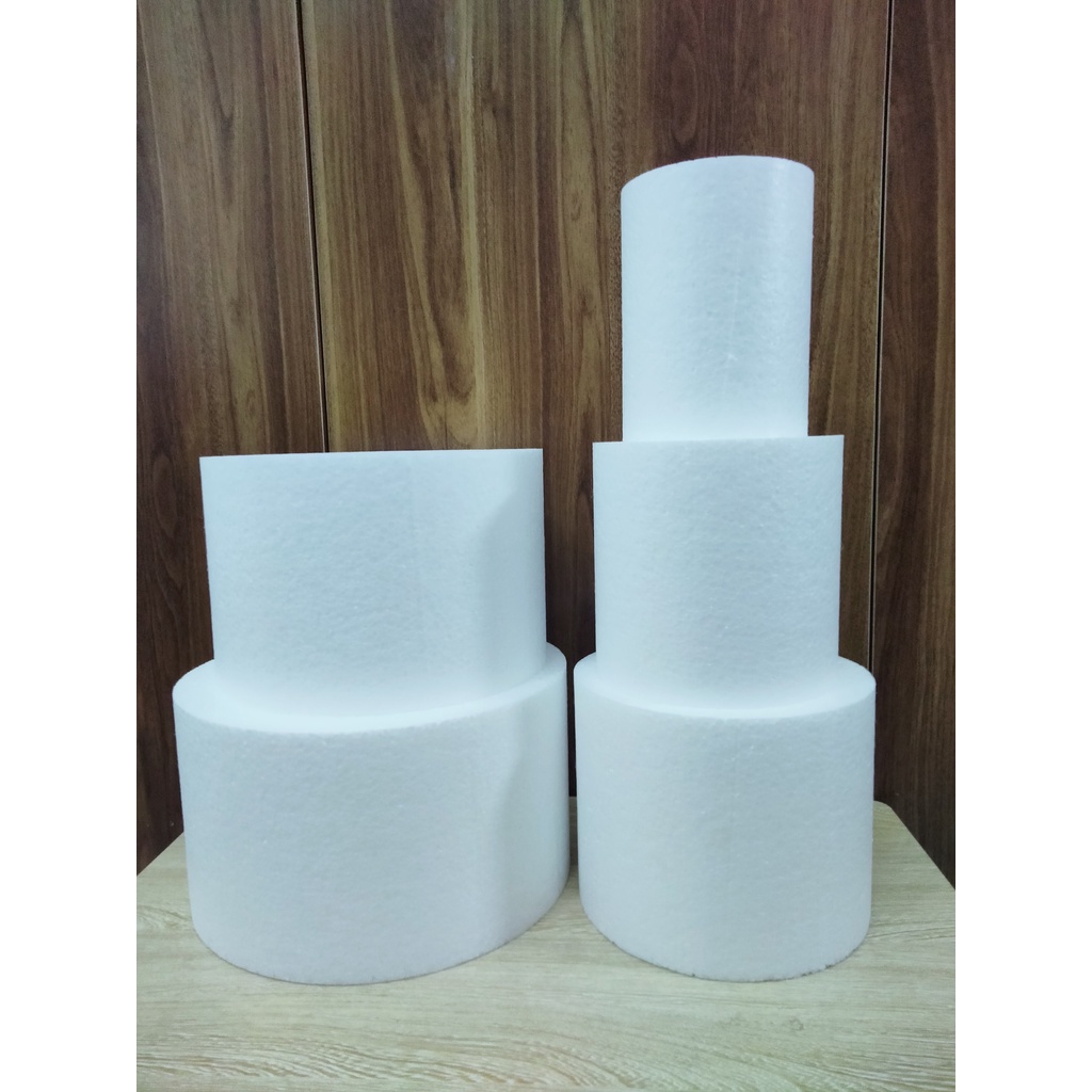 Xốp tròn cứng cao 16cm luyện làm bánh kem, kê giỏ quà, làm cháp ăn hỏi, chụp hình ( xốp cứng; H16cm)( shop nhận ship cod