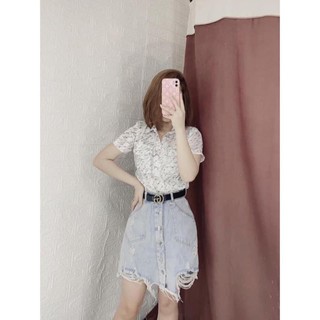 Áo sơ mi voan lụa chữ kí cộc tay