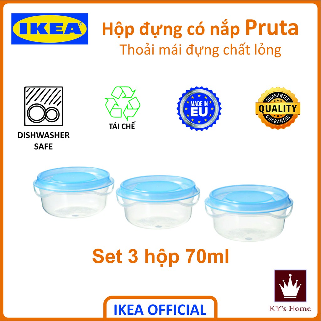 Bộ 3 hộp đựng sốt chấm gia vị nước mắm nước tương Ikea Pruta Chính Hãng Thụy Điển 70ml