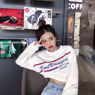 Áo thun nữ | Áo croptop nữ tay dài form rộng rút eo