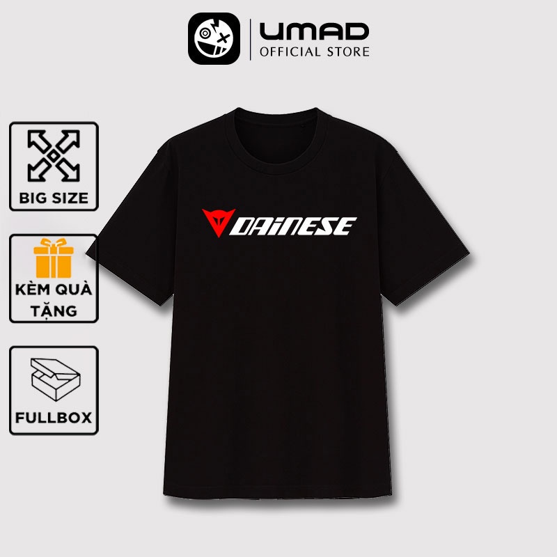 Áo thun nam UMAD racing boy DAINESE phản quang 7 màu cổ tròn tay ngắn màu đen có bigsize 100kg mẫu Biker xe độ, xe đua