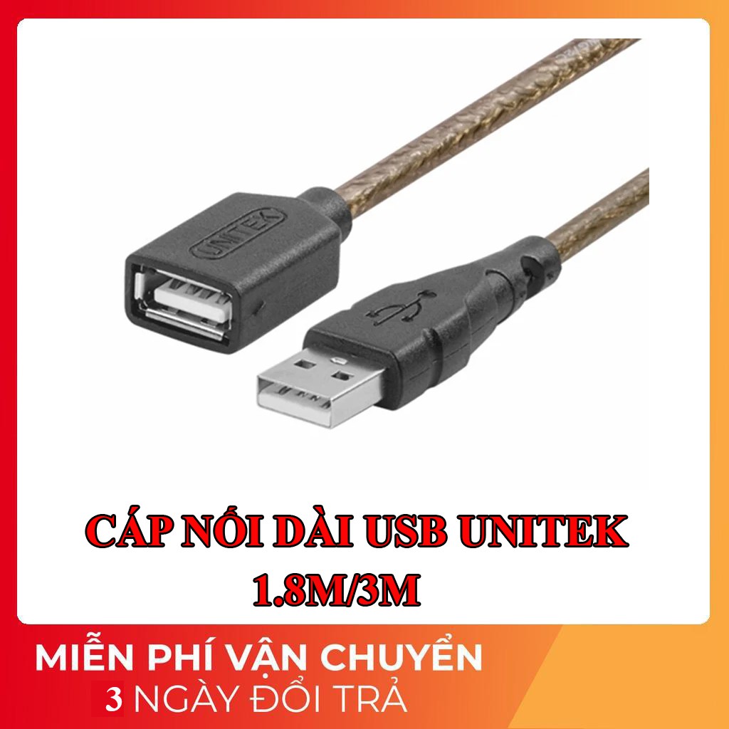 Cáp USB nối dài 1.8M / 3M Unitek chính hãng