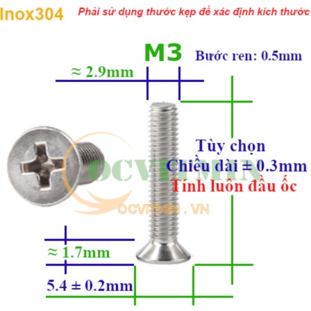 Ốc Vít Bake Đầu Bằng M3 Inox 304 Hơi Hút Nam Châm