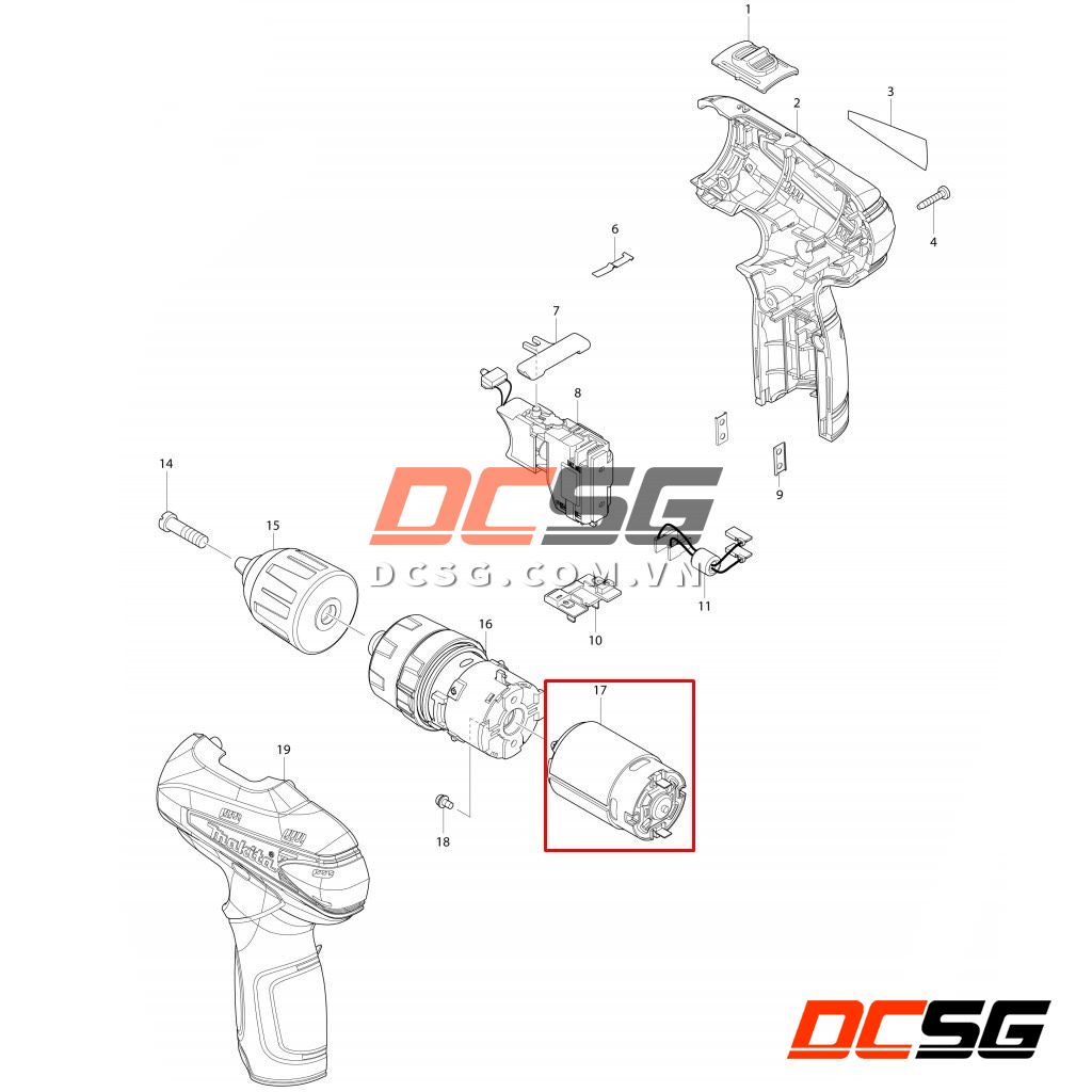 Motor máy khoan dùng pin 10.8V HP330D Makita 629962-9 | DCSG