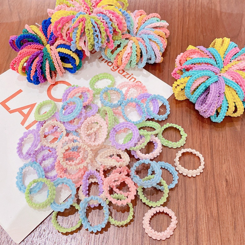 Set 50 Dây Buộc Tóc Cao Su Co Giãn Nhiều Màu Sắc Dễ Thương Cho Bé Gái