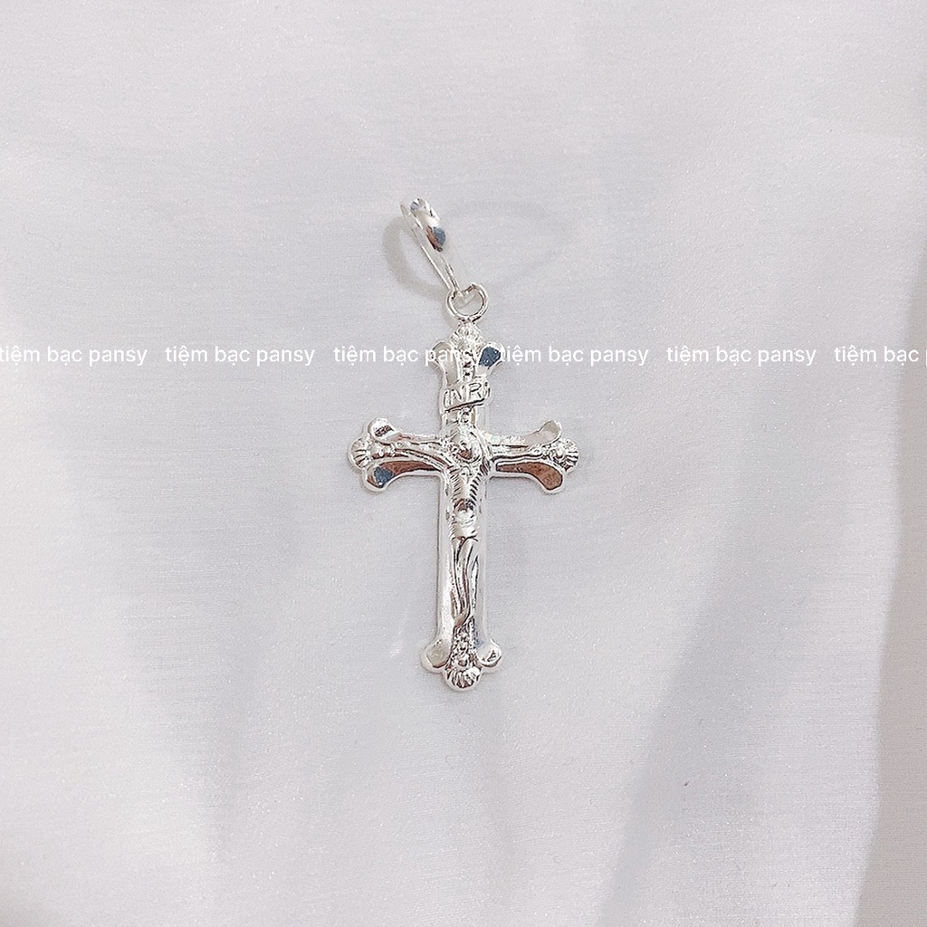 Mặt dây chuyền thánh giá nam PANSY - Vòng cổ nam mặt hình Chúa Giêsu Kitô bằng bạc ta cao cấp