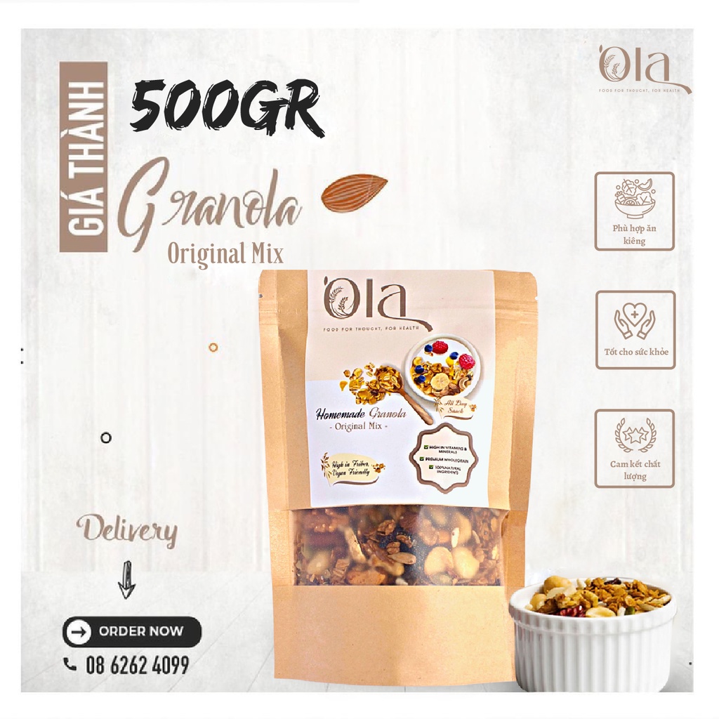 Granola Ngũ Cốc Cao Cấp Vị Truyền Thống 500gr by Ola Granola