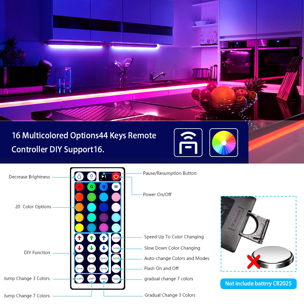 Dải Đèn LED Tiktok SGALAS RGB 2835 SMD Chống Thấm Nước DC12V Với Điều Khiển Từ Xa WIFI IR