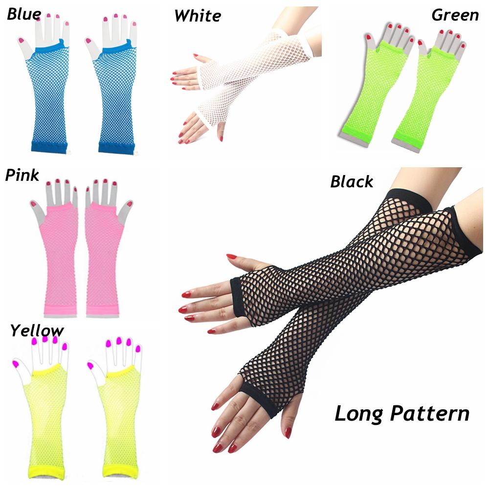 Găng Tay Lưới Hở Ngón Bằng Nylon Màu Sắc Xanh Dương Dùng Khi Nhảy Múa