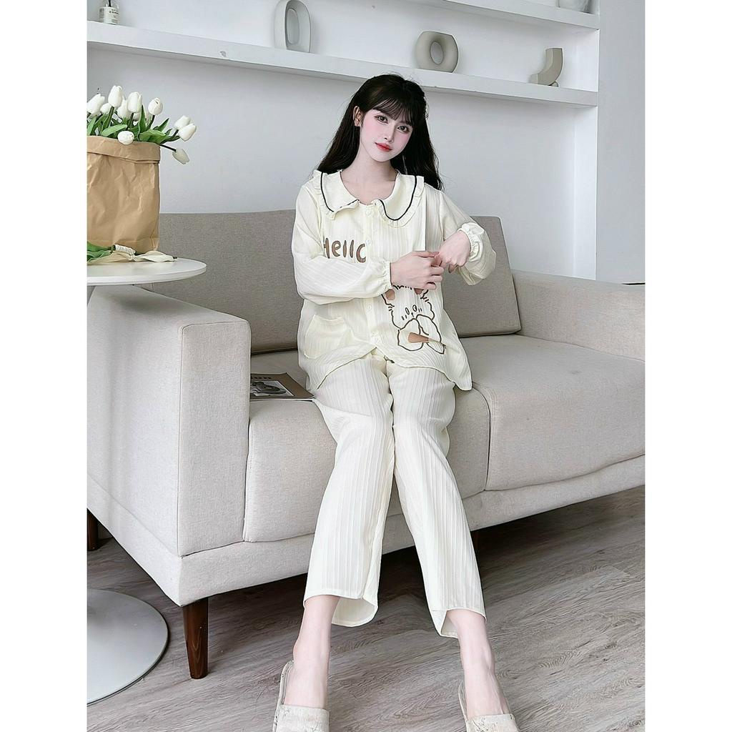 Bộ bầu bèo dài tay gân - hàng có khóa cho con ti-Hàng loại 1- họa tiết siêu đẹp- quần có chun chỉnh - freesize 43-68kg