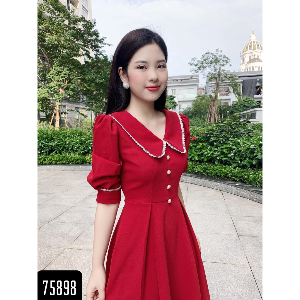 Đầm xòe phối nút ngực chất đẹp phù hợp dự tiệc, dạo phố đủ size S,M,L,XL,XXL - 75898