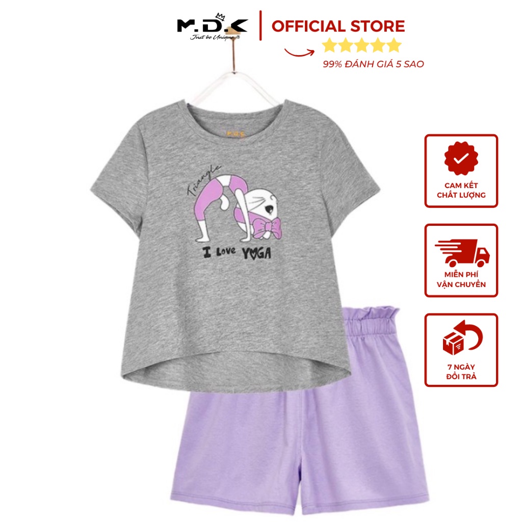 Bộ đồ Mặc Nhà Ngắn Tay M.D.K cho bé gái-  I Love Yoga M.D.K - chất liệu Jersey Cotton mềm mại, thoáng mát