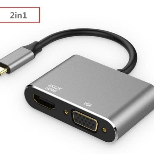 Bộ Chuyển Đổi Type-c Sang VGA Và HDMI (2 Trong 1)