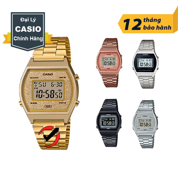 Đồng Hồ Nam Nữ Chính Hãng Casio B640 Anh Khuê Dây Kim Loại Vàng Hồng/ Vàng/ Đen/ Bạc