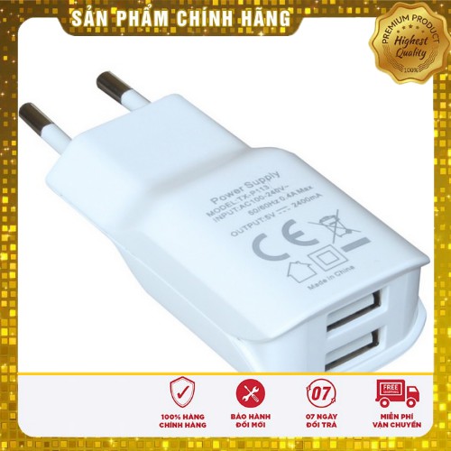 Cóc sạc mini 2 cổng sạc USB đa năng cutePad TX-P113 Trắng