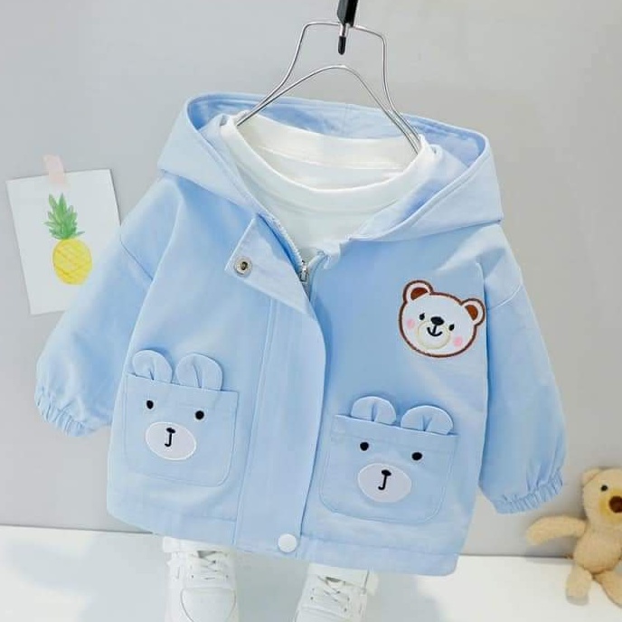 TẾT 2024: ÁO GIÓ TAI GẤU LÓT NỈ có mũ cho bé 10-23kg