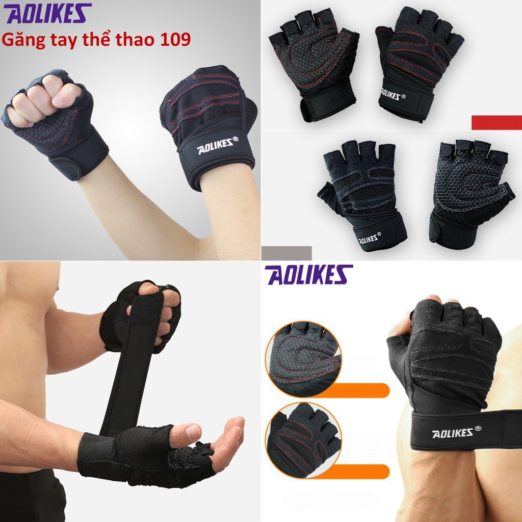[Nhiều mẫu] Găng tay tập gym thể thao chính hãng Aolikes cao cấp (1 đôi) tuidacs