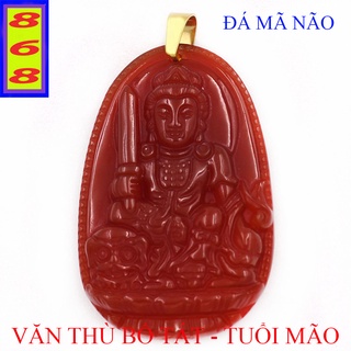 [Tuổi Mão] Mặt Dây Chuyền Phật Văn Thù Bồ Tát Màu Đỏ 3.6cm - Mặt Size Nhỏ - Tặng Kèm Móc Inox - Phong Thủy 868