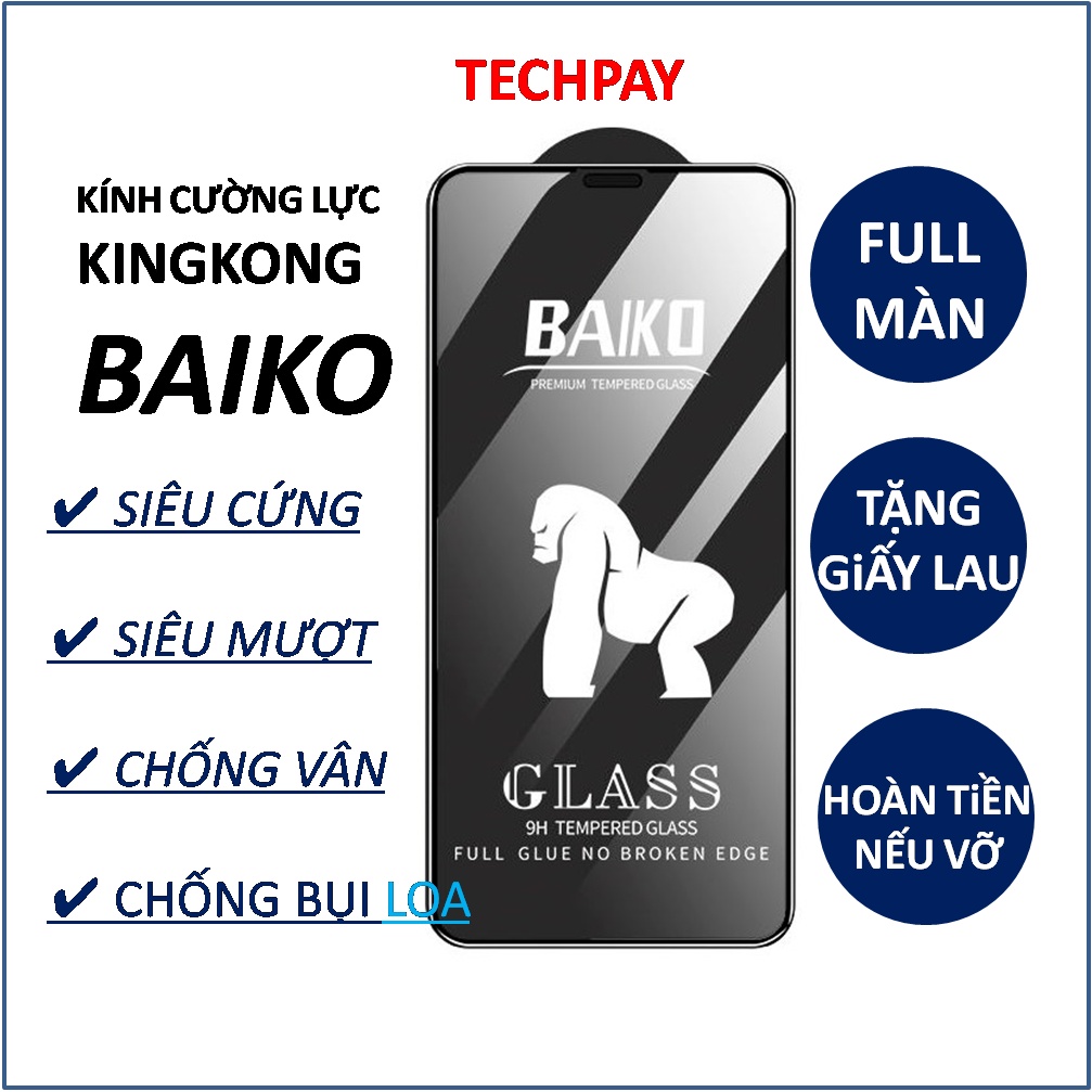 Cường lực iphone Kingkong Baiko 6/6s/7/8/6plus/7plus/8plus/plus/11/12/13 pro max/ promax/ Xr/xs/xsmax/max/ kính baiko