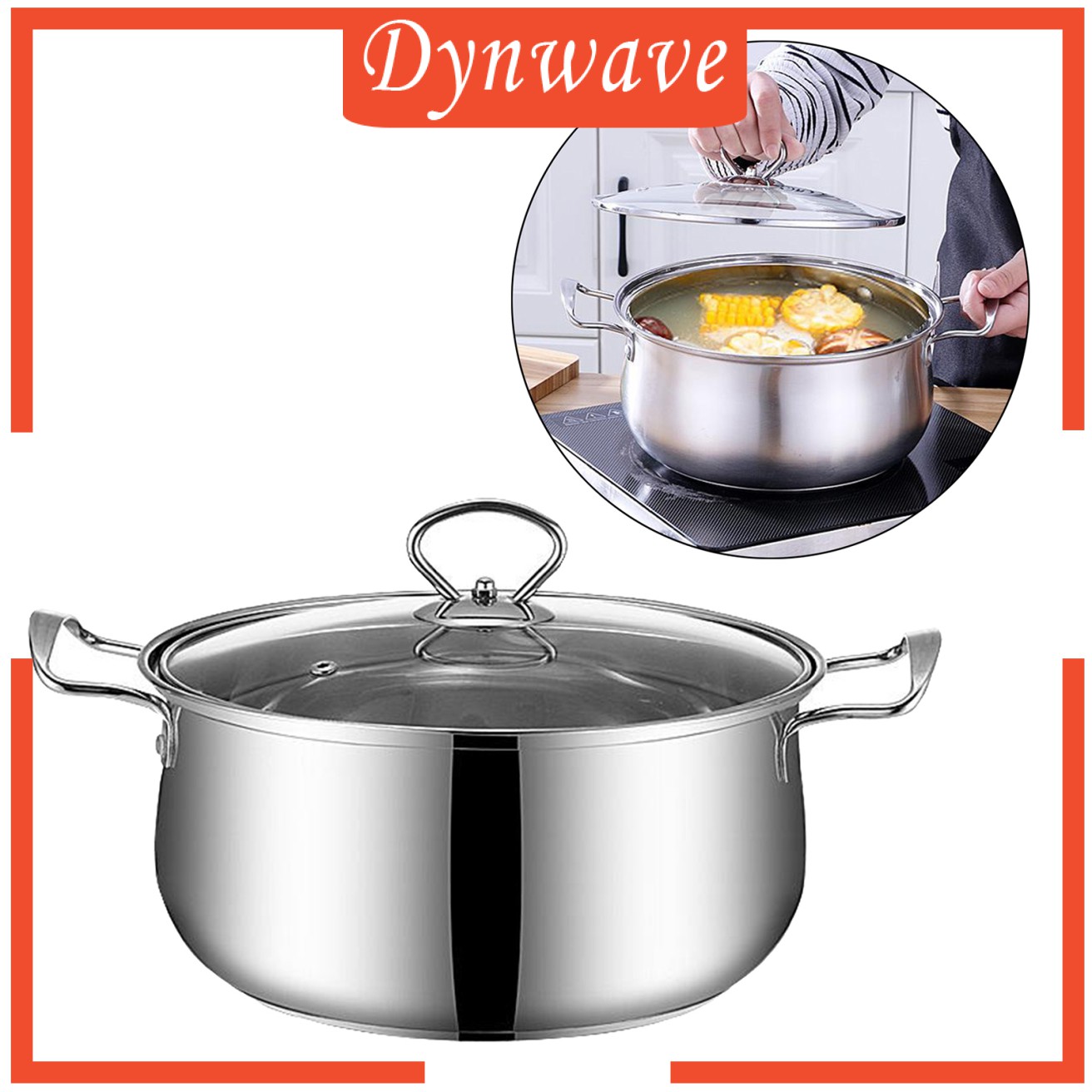 [DYNWAVE] Stainless Steel Soup Pan Saucepan Stockpot Non Stick Camping Picnic Cookware