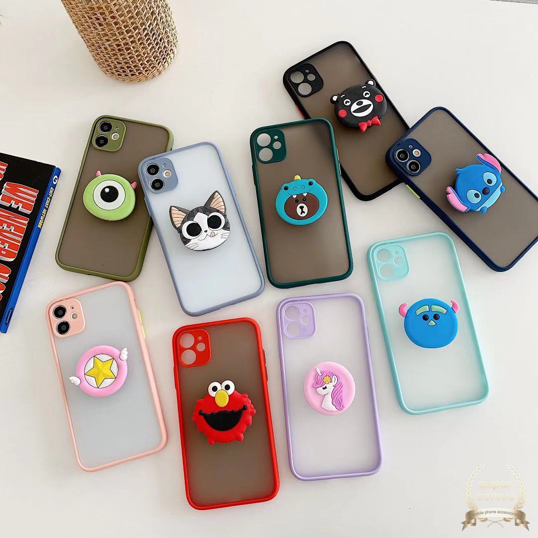 Ốp điện thoại nhám màu kẹo chống sốc có giá đỡ cho iPhone 11 12 iPhone 6s 6 7 8 Plus 11 pro Max XR X XS Max SE 2020