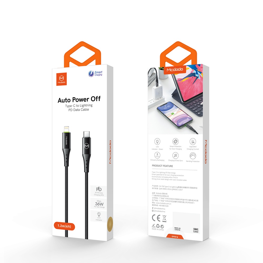 Cáp sạc nhanh tự ngắt thông minh cho Táo