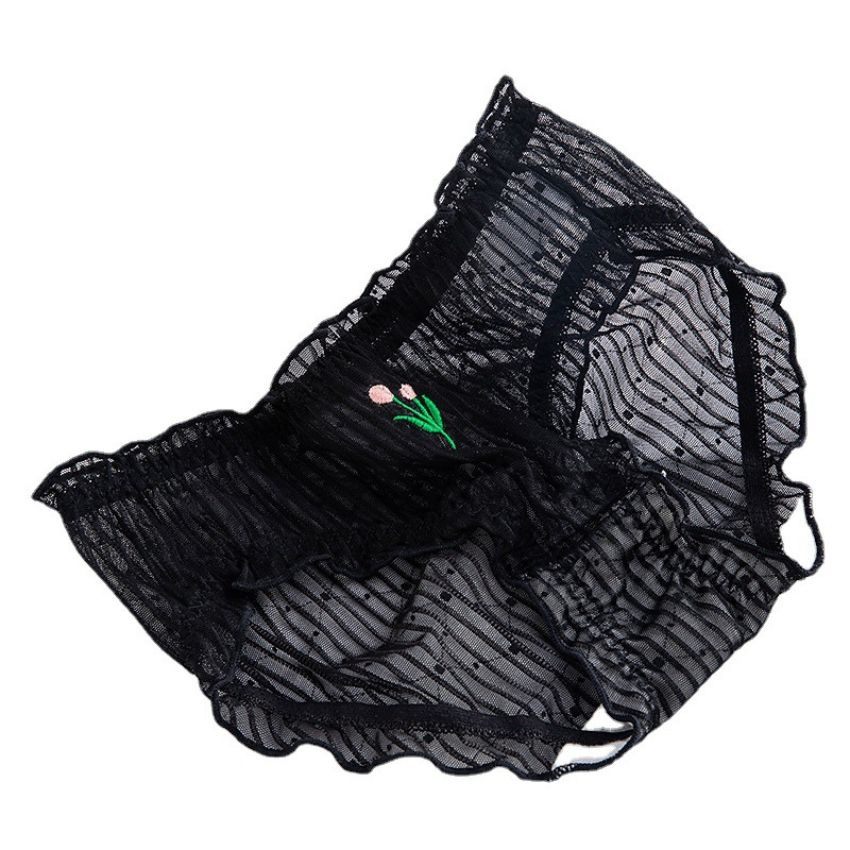 Quần lót nữ cao cấp, quần chíp ren đũi được thêu nhánh hoa, quần lót siêu mỏng mềm mịn Kingshop L2835