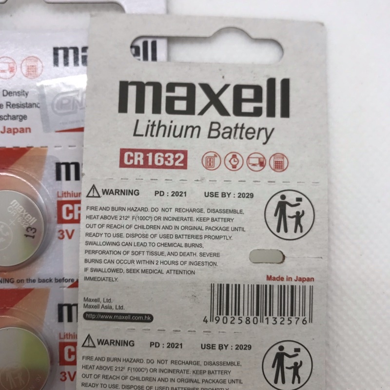 [HCM] Pin cúc áo 3V MAXELL Lithium CR1632 nhập khẩu Nhật Bản dùng cho máy tính, điều khiển xe máy, ô tô, đồng hồ