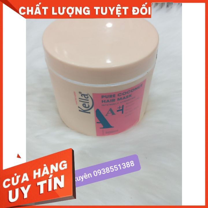 Hấp dầu kem ủ kella A+ tinh chất dừa 500ml  phục hồi tóc yếu ,giữ màu siêu thơm suôn mềm óng mượt tóc cao cấp