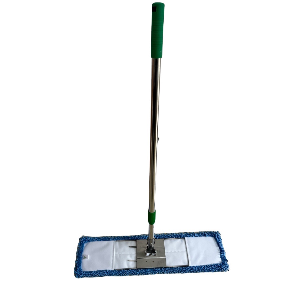 Chổi lau khô, lau ẩm 60cm, 45cm vải san hô xanh cán inox dài 130cm,xoay 360 ,loại rút gọn thông minh